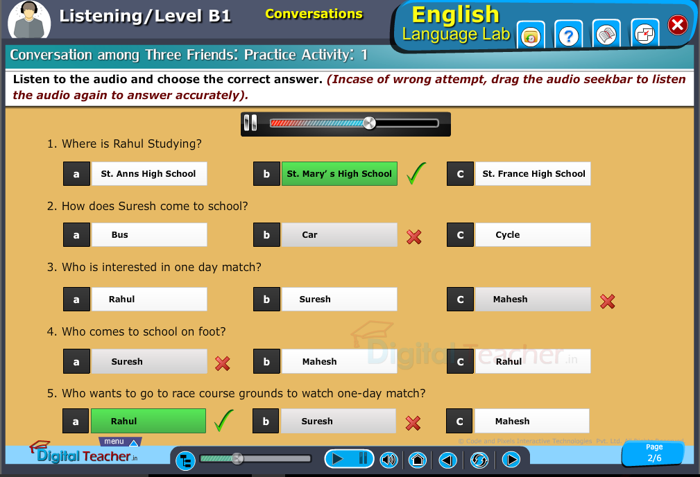 Practice activity of conversation among three friends.